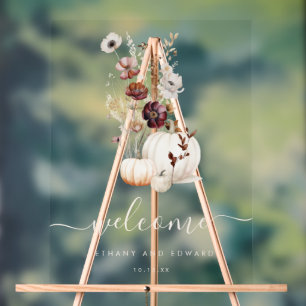 Whimsical Automne Floral Mariage Affiche de bienve