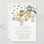 Whimsical Automne Owls Engagement Party Invitation (Devant)