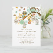 Whimsical Automne Owls Engagement Party Invitation (Debout devant)
