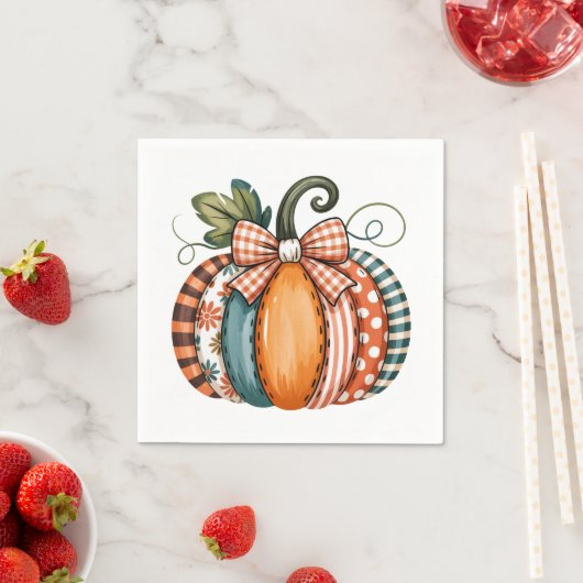 Whimsical Autumn Accent with Gingham Bow Servet (Insitu)
