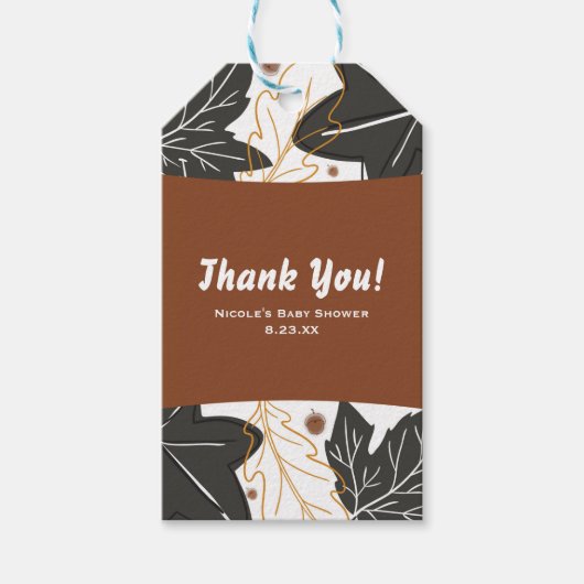 Whimsical Autumn Fall Leaves & Acorns Favor Cadeaulabel (Voorkant)