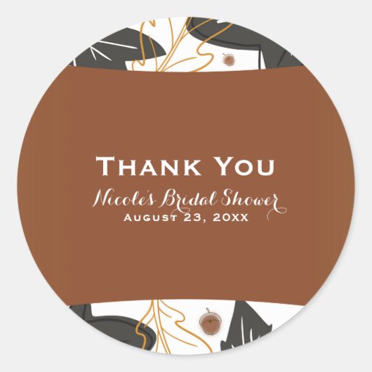 Whimsical Autumn Fall Leaves & Acorns Favor Ronde Sticker (Voorkant)