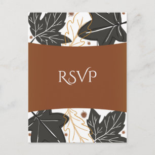 Whimsical Autumn Fall Leaves & Acorns Wedding RSVP Uitnodiging Briefkaart