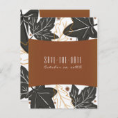 Whimsical Autumn Fall Leaves Eikels Save the Date Aankondigingskaart (Voorkant / Achterkant)