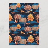 Whimsical Autumn Fox Night Forest Seamless Pattern Kaart (Voorkant)