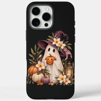 Whimsical Autumn Ghost with Pumpkins and Flowers iPhone 16 Pro Max Hoesje
