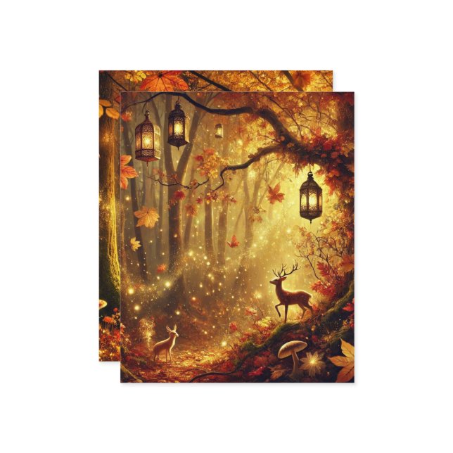 Whimsical Autumn Golden Forest Scrapbook Papier (Voorkant / Achterkant in situ)