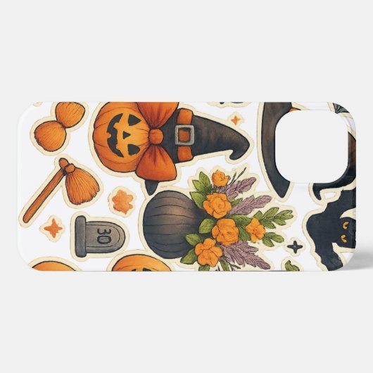 Whimsical Autumn Halloween Cat iPhone Case – Schat iPhone Hoesje (Achterkant horizontaal)
