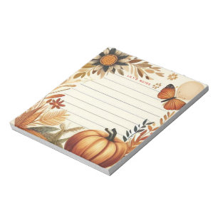 Whimsical Autumn Herfst Pompoen gepersonaliseerd Notitieblok