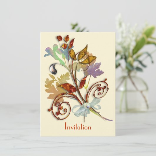 Whimsical Autumn Herfst Rustic Flower Bouquet Kaart (Staand voorkant)