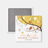 Whimsical Autumn Lovebird Save the Date Magnet Magneet (Voorkant / Achterkant)