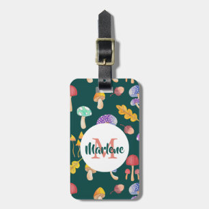 Whimsical Autumn Mushrooms Gepersonaliseerd Bagagelabel