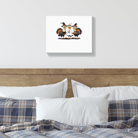 Whimsical Autumn Patchwork Pompoen Gezellige Herfs Canvas Afdruk (Insitu (Slaapkamer))
