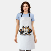 Whimsical Autumn Patchwork Pompoen Gezellige Herfs Schort (Gedragen)
