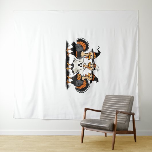Whimsical Autumn Patchwork Pompoen Gezellige Herfs Wandkleed (In Situ (horizontaal))