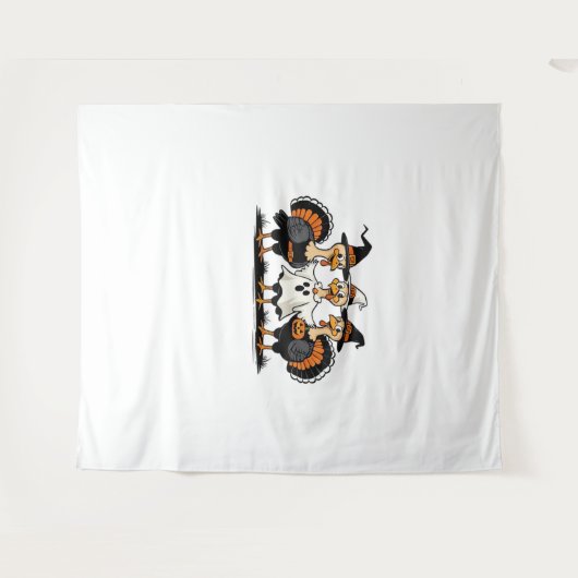 Whimsical Autumn Patchwork Pompoen Gezellige Herfs Wandkleed (Voorkant (horizontaal))