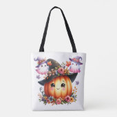 Whimsical Autumn Pumpkin Witch Design Draagtas (Achterkant)