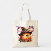 Whimsical Autumn Pumpkin Witch Design Tote Bag (Achterkant)
