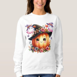 Whimsical Autumn Pumpkin Witch Design Trui