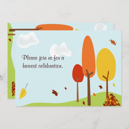 Whimsical Autumn Trees Invitation Kaart (Voorkant / Achterkant)
