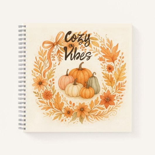 Whimsical Autumn Wreath with Pumpkins - Boho Fall Notitieboek (Voorkant)