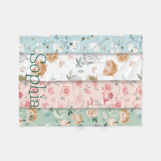 Whimsical baby blanket forest animals patterns fleece deken (Voorkant (Horizontaal))