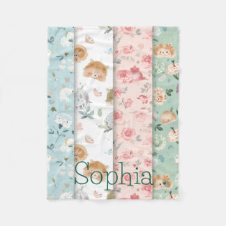 Whimsical baby blanket forest animals patterns fleece deken