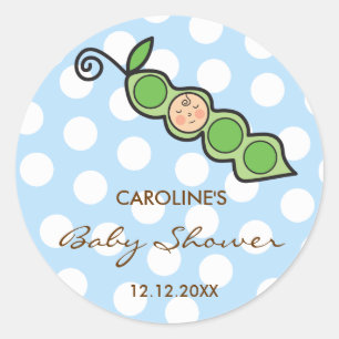 Whimsical Baby Boy Pea in een Baby shower op pod Ronde Sticker