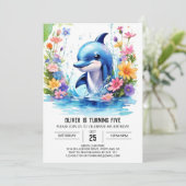 Whimsical Baby Dolfijn Party Verjaardag Kaart (Staand voorkant)
