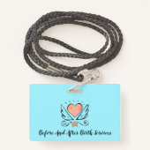 Whimsical Baby Doula Birth Coach Heart Badge (Achterkant met draagriem)