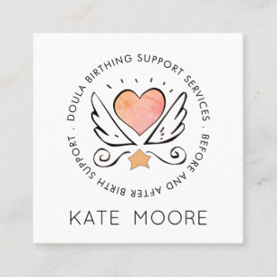Whimsical Baby Doula Geboortecoach of vroedvrouw Vierkante Visitekaartje