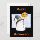 Whimsical Baby Ghost // Happy Halloween Briefkaart (Voorkant / Achterkant)