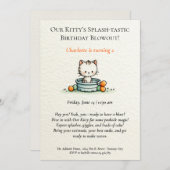 Whimsical Baby Kat Verjaardagsuitnodiging Kaart (Voorkant / Achterkant)