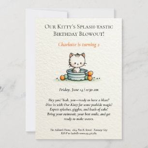Whimsical Baby Kat Verjaardagsuitnodiging Kaart