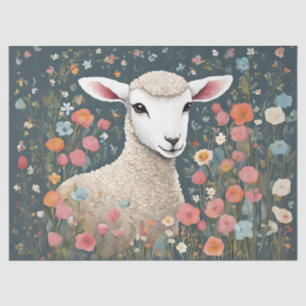 Whimsical Baby Lamb in de bloementuin Tissuepapier