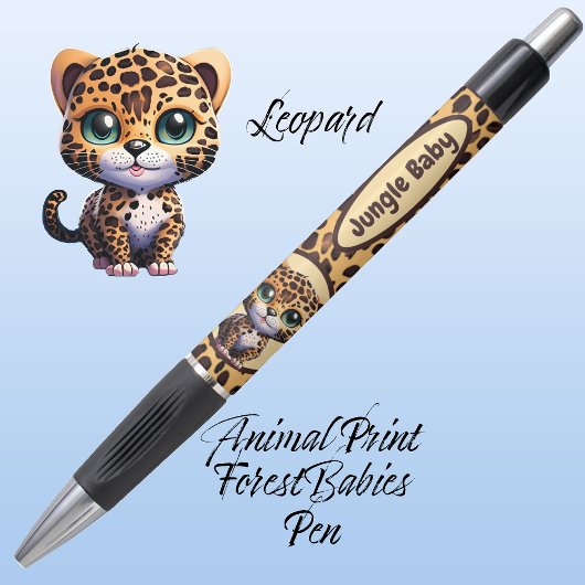 Whimsical Baby Leopard Safari Oerwoud Animal Print Pen