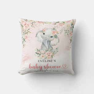 Whimsical baby olifant blush florale eucalyptus kussen
