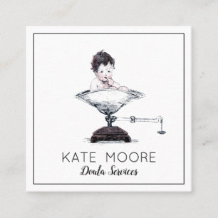 Whimsical Baby op schaal, verloskundige of Doula Vierkante Visitekaartje