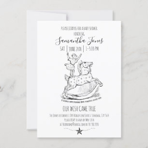 Whimsical Baby shower Baby Black op White Kaart