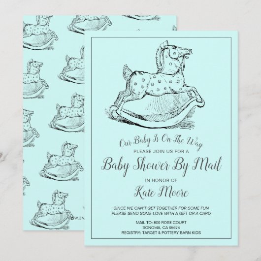 Whimsical  Baby shower Blue Boy per post Kaart (Voorkant / Achterkant)