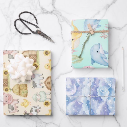 Whimsical Baby wrapping paper set (Voorkant)