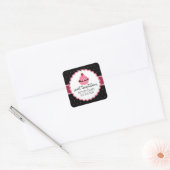 Whimsical Bakkerij Cupcake Roze Box Seals Vierkante Sticker (Envelop)