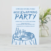 Whimsical Balkon Appartement Custom Housewarming Kaart (Staand voorkant)