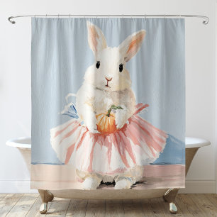 Whimsical Ballerina Konijn Herfst Douchegordijn