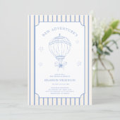 Whimsical Balloon Stripes Baby Sprinkle Invitation (Debout devant)