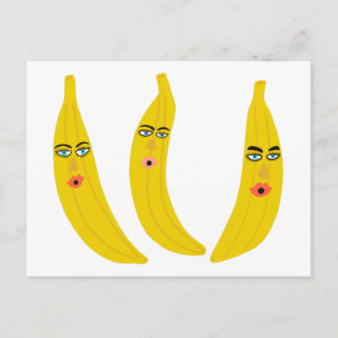 Whimsical Banana Trio Briefkaart