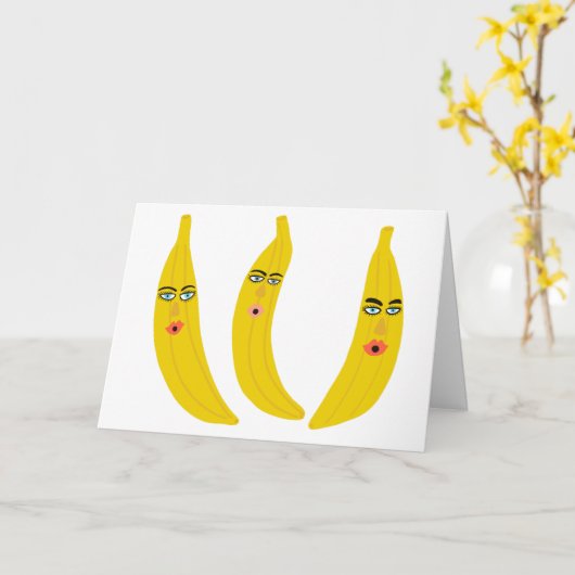 Whimsical Banana Trio CUSTOM Kaart (Gele Bloem)