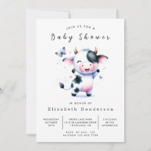 Whimsical Barn Calf Koe Baby shower Kaart