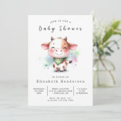 Whimsical Barn Koe Baby shower Kaart (Staand voorkant)