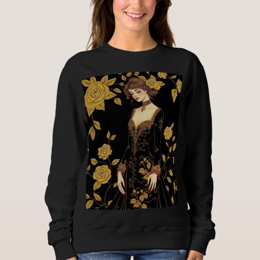 Whimsical Baroque Muse Sweatshirt - Broder Or (Devant)